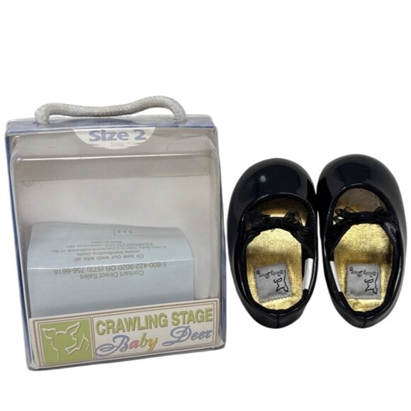 Baby Deer Crawling Stage Black satin with Bow on Top Size 2 - Picture 5 of 6